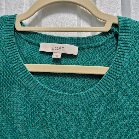 Loft Women's Size Small Green Knit Crew Neck Sweater Comfortable Textured - Picture 4 of 13